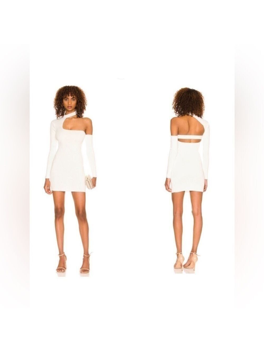 Superdown Kattie Cut Out One Shoulder Dress in White - Picture 1 of 5